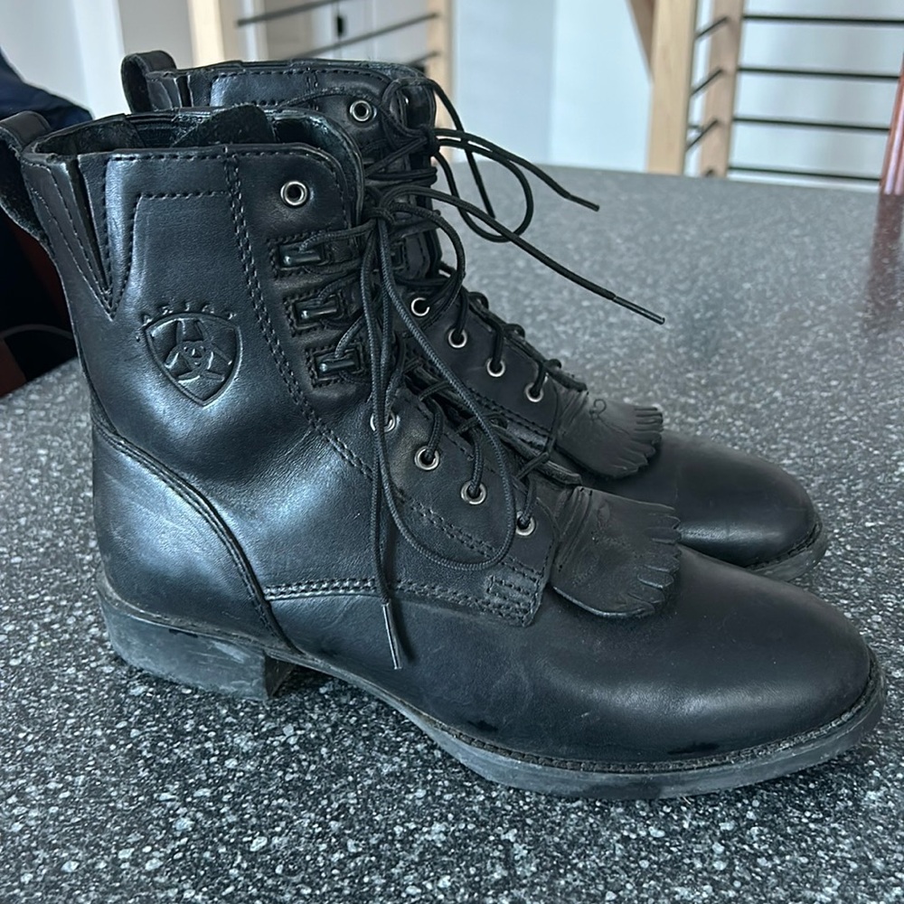 Black Laced Leather Ariat Boots